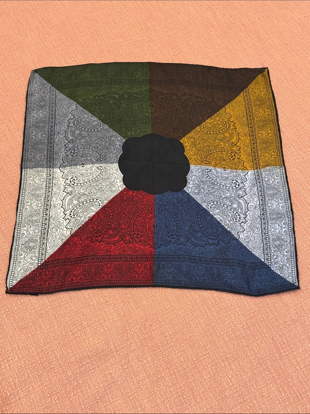 Italian silk handkerchief - vintage - paisley multi color